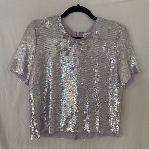 Self portrait sequin top lilac sz 8